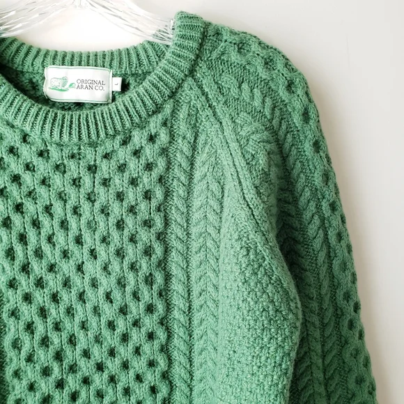 Original Aran Co. Green Merino Wool Sweater - Picture 4 of 14